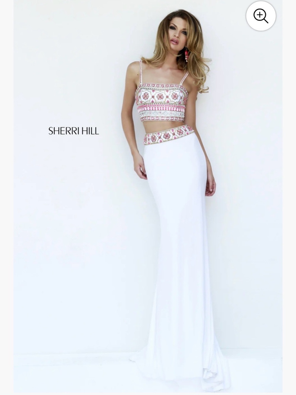 Sherri Hill Beaded Crop Top Size 6 White 11213
